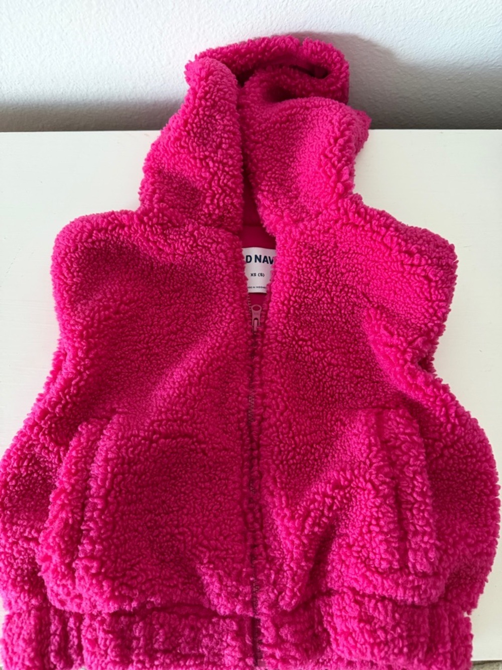 Old Navy Kids Hooded Fuzzy Vest - Hot Pink